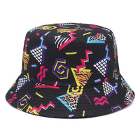 Print Design Bucket Hats Cool Personality Beach Double-sided Female Sun Hat Bucket Hat Panama Cap Fisherman Good Vibrations