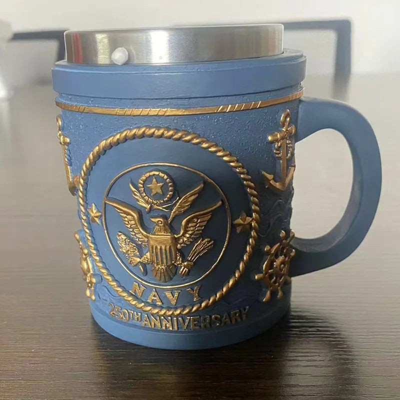 Military 3d Resin Mug, Thematic Coffee Cup With Detailed Sculpture, Unique Gift & Collectible For Enthusiasts Good Vibrations