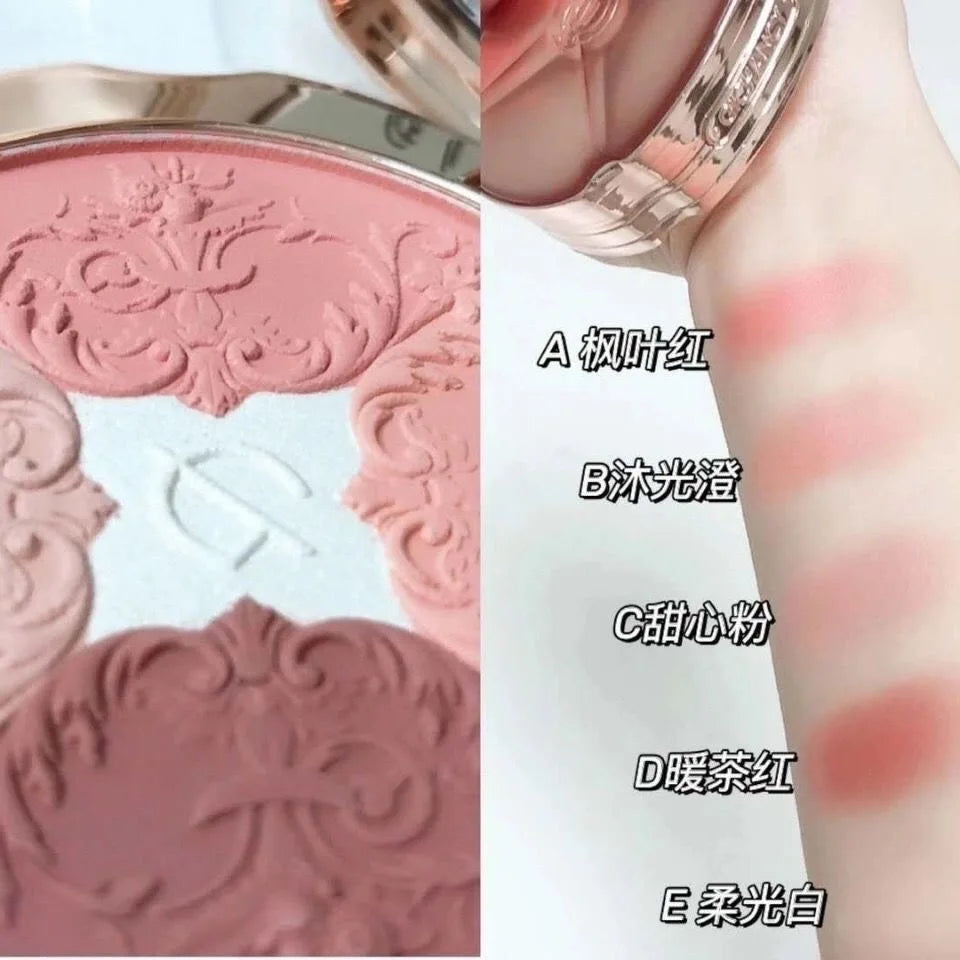 5 Colors Face Blush Palette Matte Mineral Blush Powder Bright Shimmer Matte Face Blush for Cheek and Eye Shadow Make-up Good Vibrations