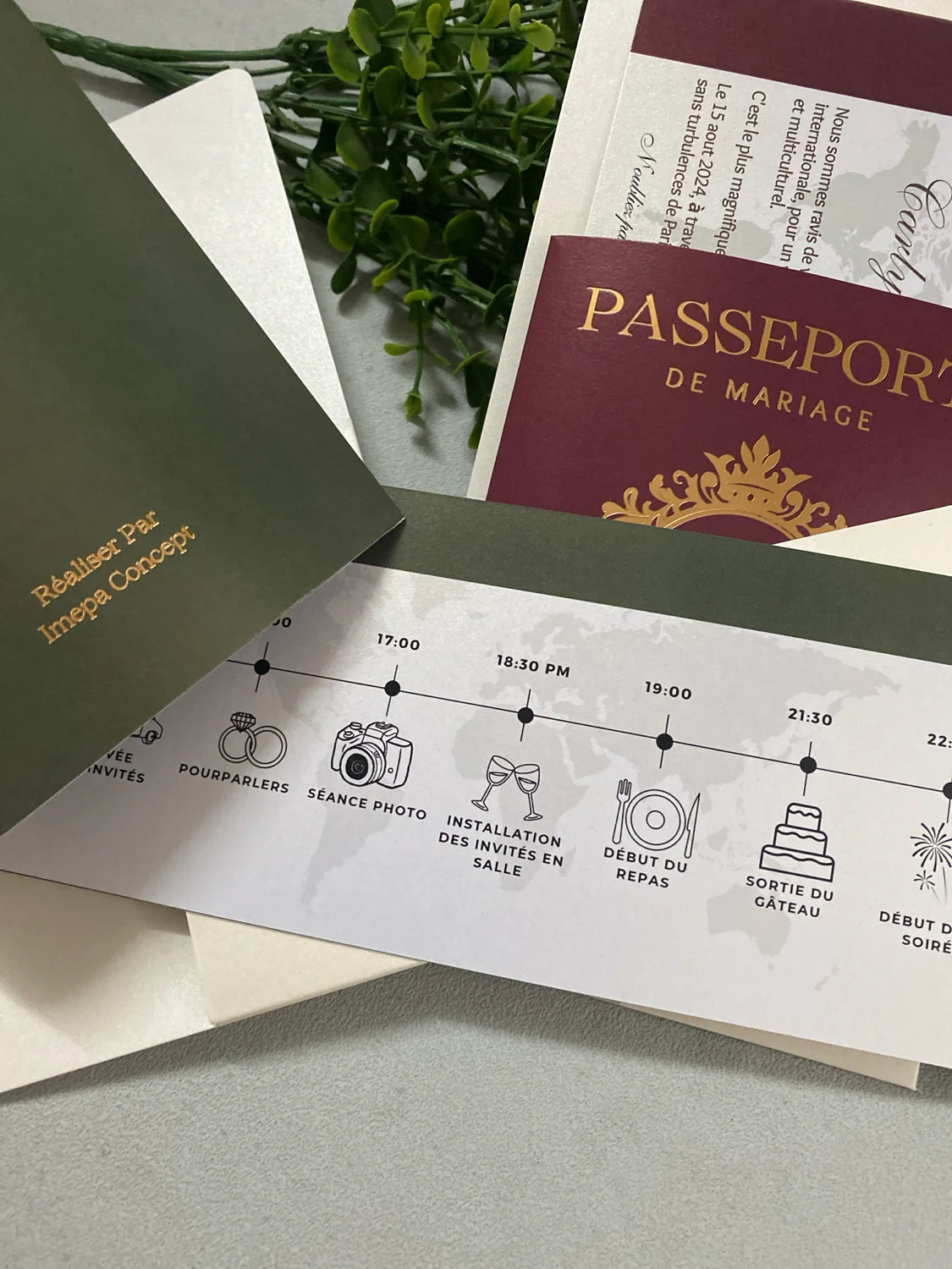 30/55pcs Sage Green Invitation, Custom Paper Passport Tickets Invite Cards With Acrylic Plane, Travel Wedding Theme Template Good Vibrations