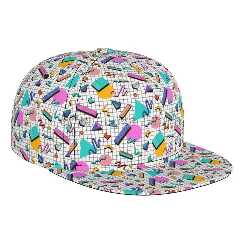 Retro 80s 90s Flat Bill Hat Unisex Snapback Baseball Cap Hip Hop Style Flat Visor Blank Adjustable Black Good Vibrations