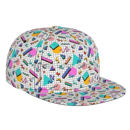 Retro 80s 90s Flat Bill Hat Unisex Snapback Baseball Cap Hip Hop Style Flat Visor Blank Adjustable Black Good Vibrations