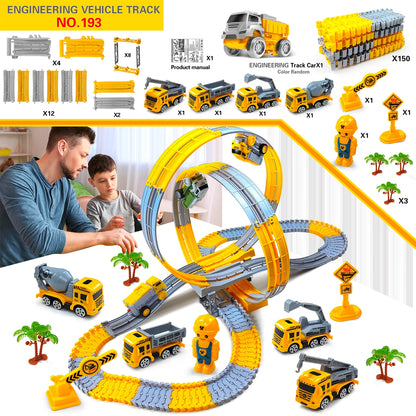 Electric Dinosaur Track Train for Kids - Magic Climbing Engineering Car Puzzle Toy Anti-Gravity Boys Gift Good Vibrations