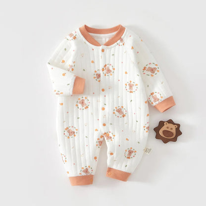 Baby Jumpsuit Clothes Winter Thickening 100% Cotton Boys Girls Cute Printed Bear Romper Infant Onesie Spring Trend 1-3-6-9-12M Good Vibrations
