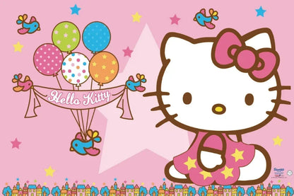 Hello Kitty Theme Girls Birthday Party Disposable Tableware Paper Cup Plate Balloon Kids Favors KT Balloon Party Decor Supplies Good Vibrations
