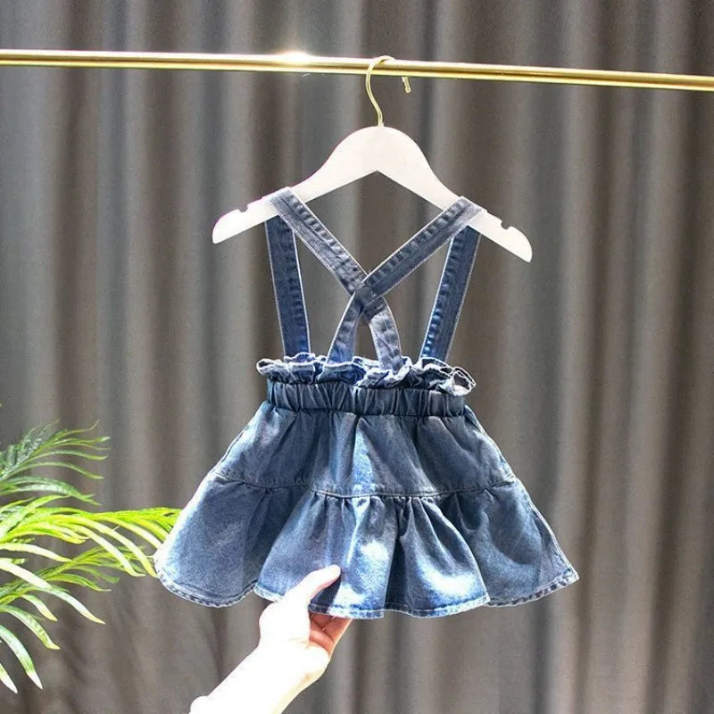 Girls Baby Clothing Set Spring and Autumn New Fashion Korean Edition Children's Denim Skirt Shirt Two Piece Set Good Vibrations