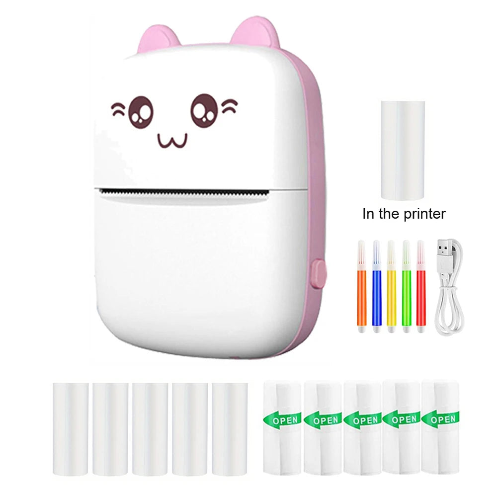Mini HD Portable Label Thermal Printer Endurance Bluetooth Printer for Student Error Title Note Wrong Pocket Inkless Printing Good Vibrations