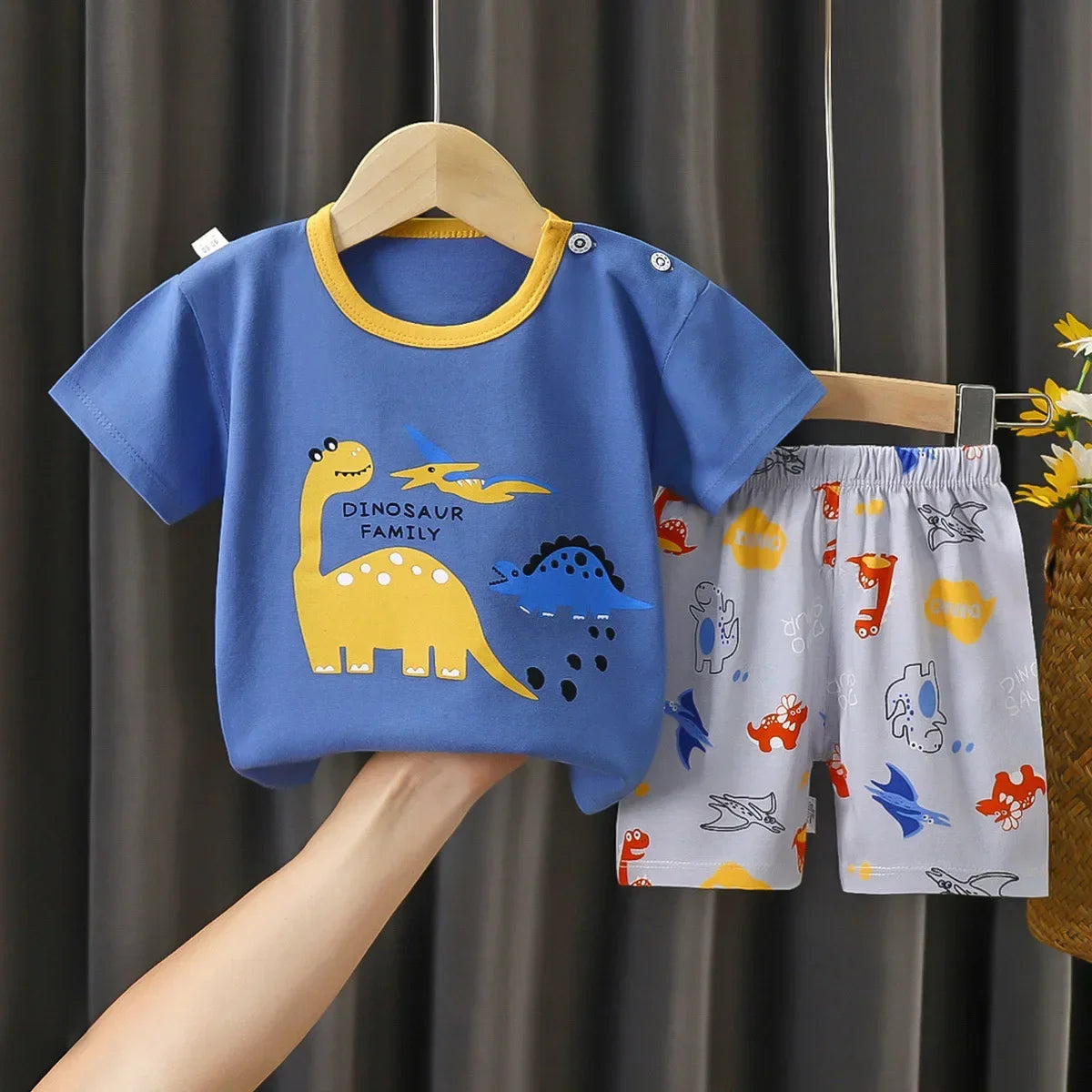 2PCS Children's Sets mother Kids Clothes Boys Girl T-shirt Shorts Summer Cotton Short sleeve Baby Children Clothing Toddler Suit Good Vibrations