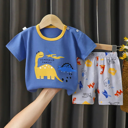 2PCS Children's Sets mother Kids Clothes Boys Girl T-shirt Shorts Summer Cotton Short sleeve Baby Children Clothing Toddler Suit Good Vibrations