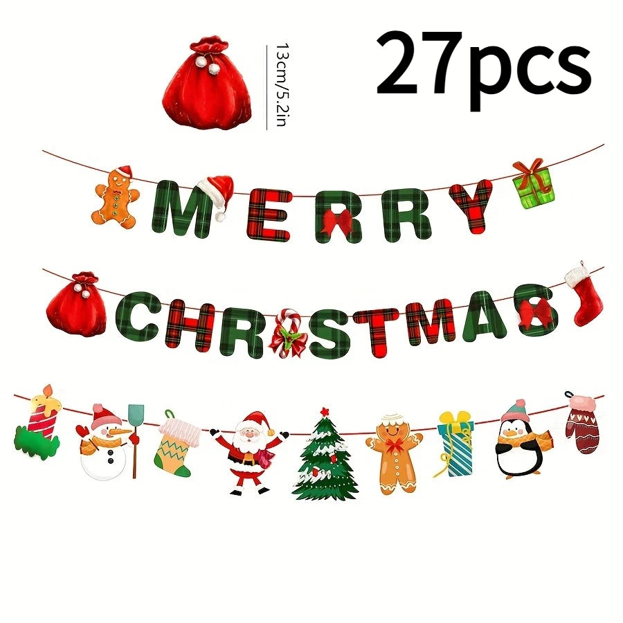 1 Set Christmas Party Decoration-Merry Christmas Banner and Holiday Background Decorations,Festive Hanging Ornaments for Home. Good Vibrations