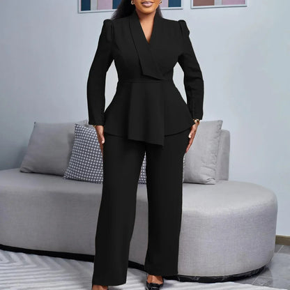 2 Piece Women Sets Plus Size  New Arrival Matching Two Pieces Sets Blazer Coat Top Pants Suits Outfits Clothing Good Vibrations