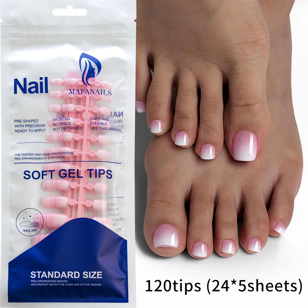 120Pcs French Short Square Artificial Press On Toenails Nude Pink Full Cover False Toe Nails Fake Toe Nail Extension For Women Good Vibrations