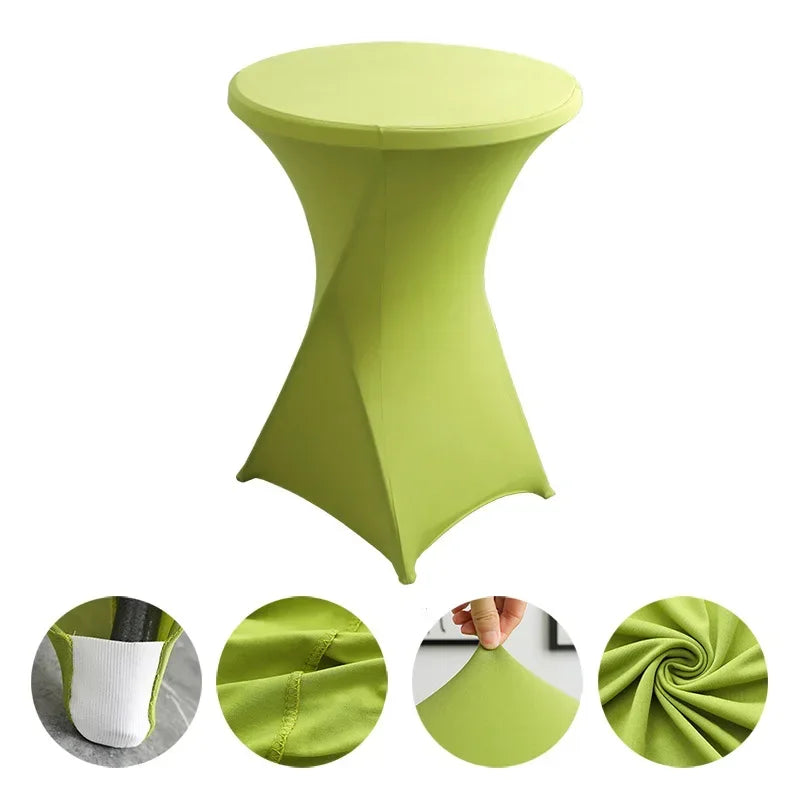 Wedding Birthday Party Decoration Cocktail Spandex Table Covers Round Cloth High Bar Banquet Hotel  Show Solid Colour Good Vibrations