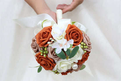 YeeNanee Wedding Gold Hoop Bouquet for Bridesmaids Floral Rose Eucalytpus Metal Ring Wreath Bridal Shower Ceremony Decoration Good Vibrations
