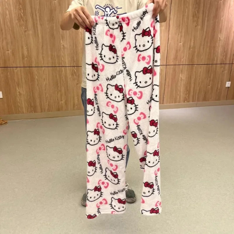 Y2K Hello Kitty Pajamas Pants Sanrio Anime Women's Pajama Pants Cartoon Couple Home Sleepwear Trousers Leisure Home Clothing Good Vibrations