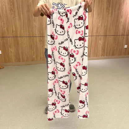 Y2K Hello Kitty Pajamas Pants Sanrio Anime Women's Pajama Pants Cartoon Couple Home Sleepwear Trousers Leisure Home Clothing Good Vibrations