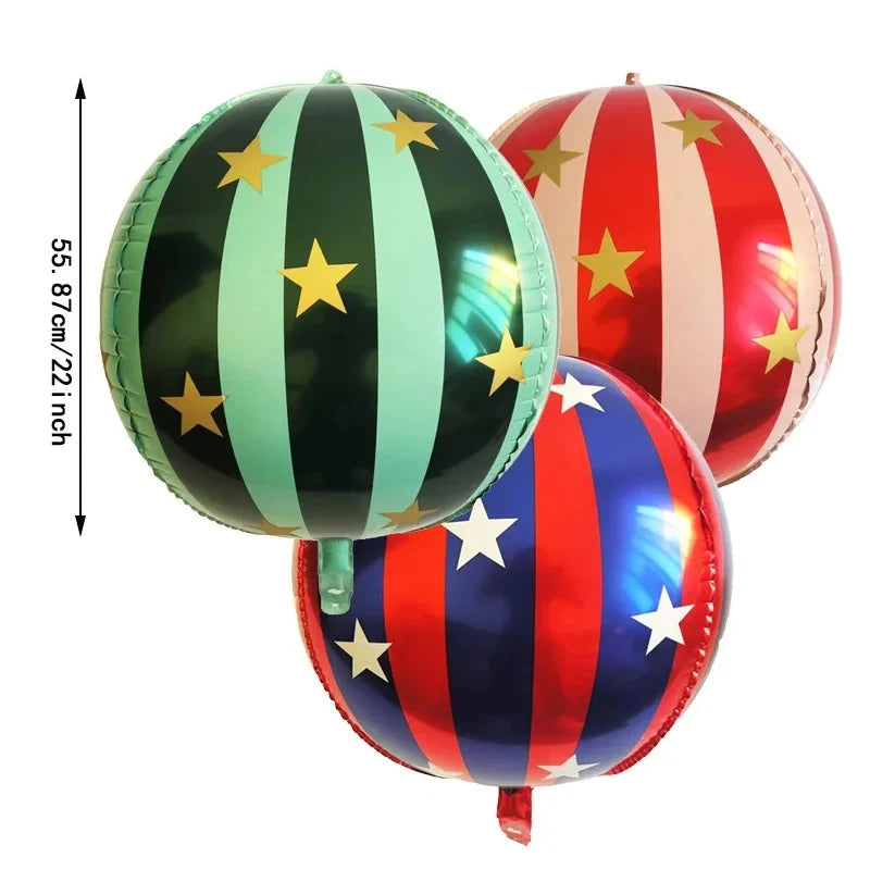 3 Pcs 22 Inch 4D Striped Star Aluminum Film Balloon Ktv Mall Home School Decoration Circus Party Supplies Kids Photo Booth Props Good Vibrations