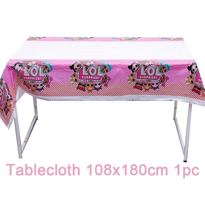 Girl Surprise Theme Backdrop Cute Shiny Doll Birthday Party Decoration Pink Latex Balloon Disposable Tableware Plate Cake Topper Good Vibrations