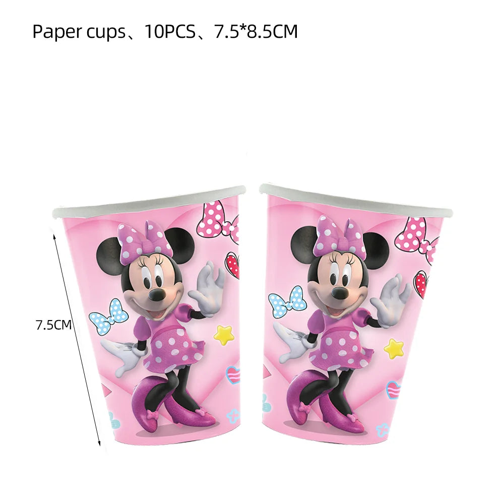 Minnie Mouse Birthday Decoration Disposable Cups Plates Tablecloth Cake Latex Balloon Baby Shower Kids Girls Party Supplies Good Vibrations