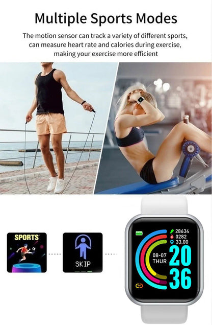 Smart Watches Fitness Bracelet Women Men Bluetooth Connected Phone Music Sports Bracelet Sleep Monitor Y68 Clock Smartwatch D20 Good Vibrations Adult Super Store