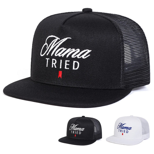 Unisex Mama TRIED Letter Embroidery Hip-hop Net Hat Spring Summer Adjustable Casual Snapback Baseball Caps Outdoor Sunscreen Hat Good Vibrations