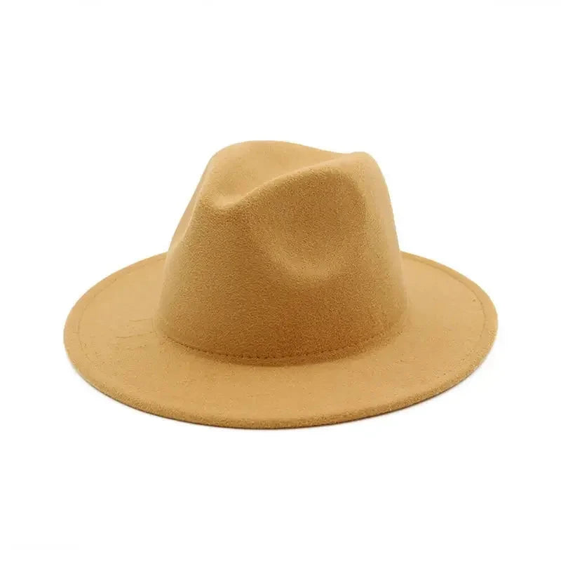 Hat Women Hat LuxuryHats for Men Women Fashion Formal Wedding Decorate Camel Panama Cap Jazz Flat Brim Top Fedora Hat Gorras Good Vibrations