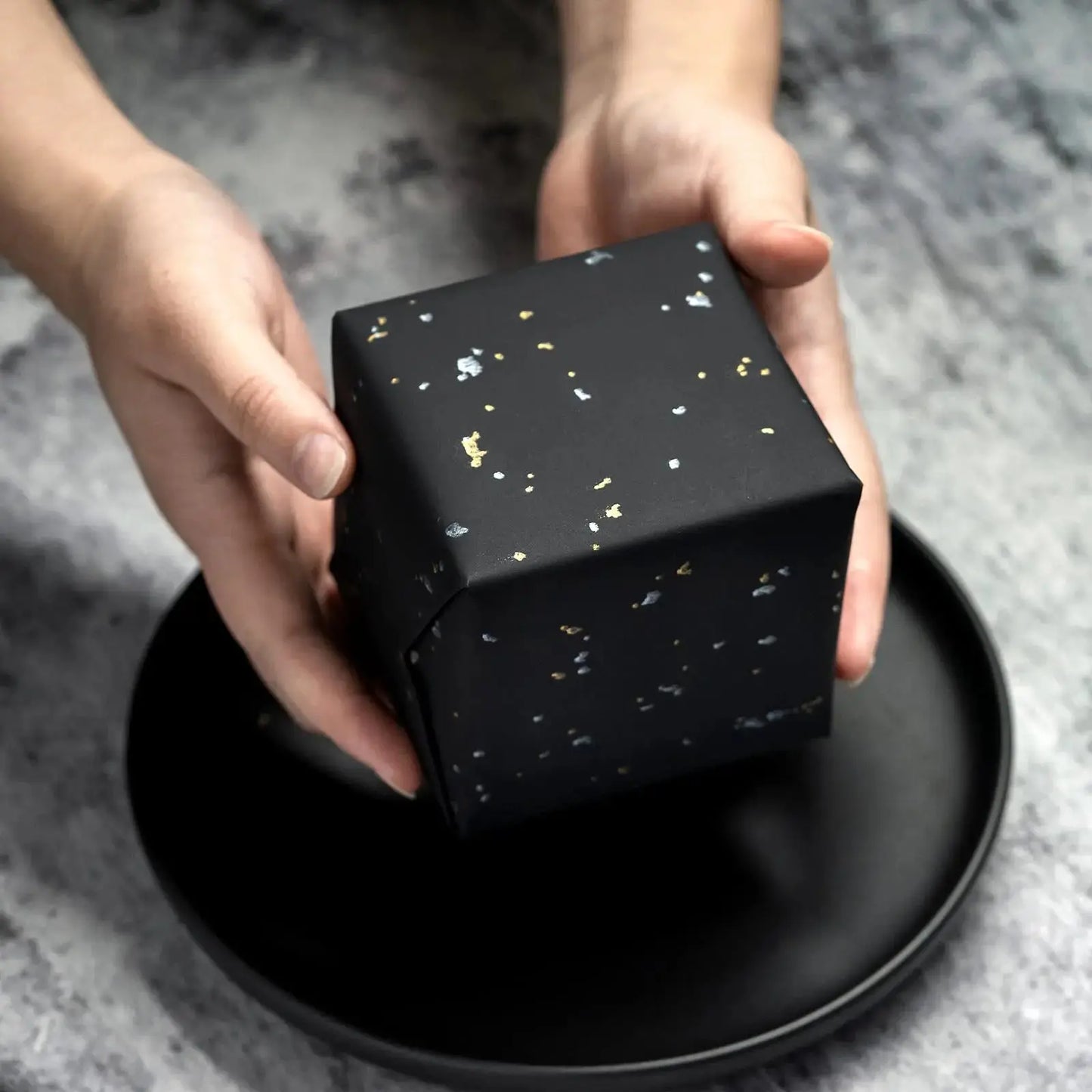 Gift Wrapping Paper Roll, 1 Roll 17inch x 120inch, Black Gold Foil Design for Holiday, Birthday, Wedding, Party Good Vibrations