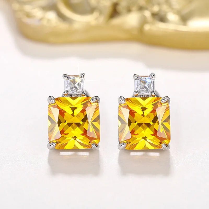 2026 Fashion Bright Yellow Crystal Earrings Female Engagement Party Jewelry Temperament Women Wedding Ceremony Accessories Good Vibrations