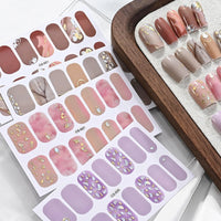 14Tip/Sheet Abalone Slice Nail Wrap Decals Baking Free Self Adhesive Nail Polish Sticker Long-Lasting Marble Gradient Nail Strip Good Vibrations