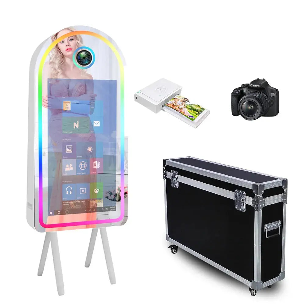 Selfie 45 Inch Photobooth with 32 Inch Mirror Touch Screen Photo Booth Magic Mirror Booth Machine for Weddings Parties Events Good Vibrations