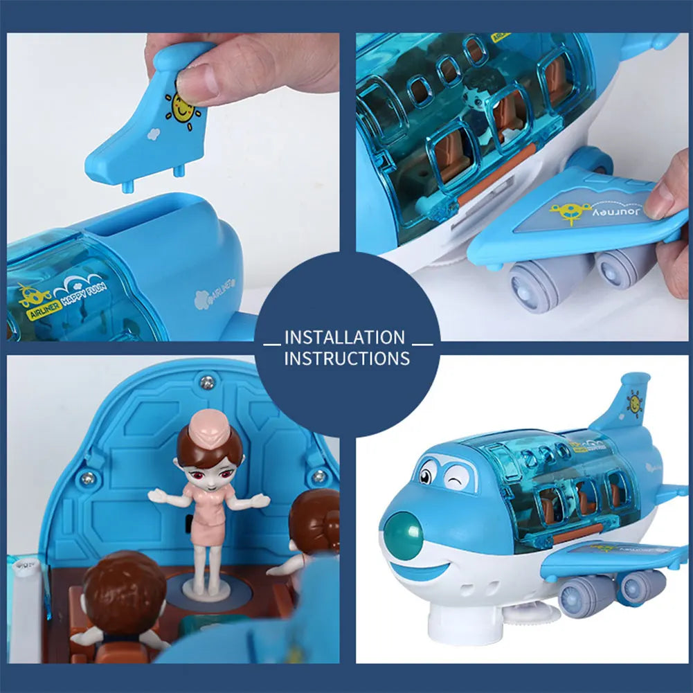 Kids Toys Electric Plane Aircraft Toys Car Airplane Model Music Simulation Boy Children Traffic Toy Christmas Gifts for Girls Good Vibrations