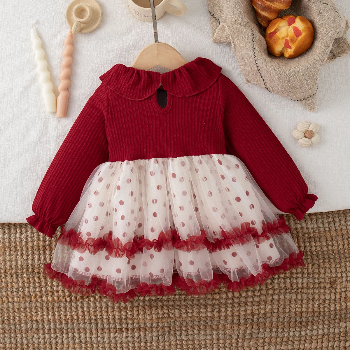 Autumn New Christmas Party Baby Girl Dress, Cute Polka Dot Children'S Clothing Suitable For Babies Aged 6 Months To 3 Years Old Good Vibrations