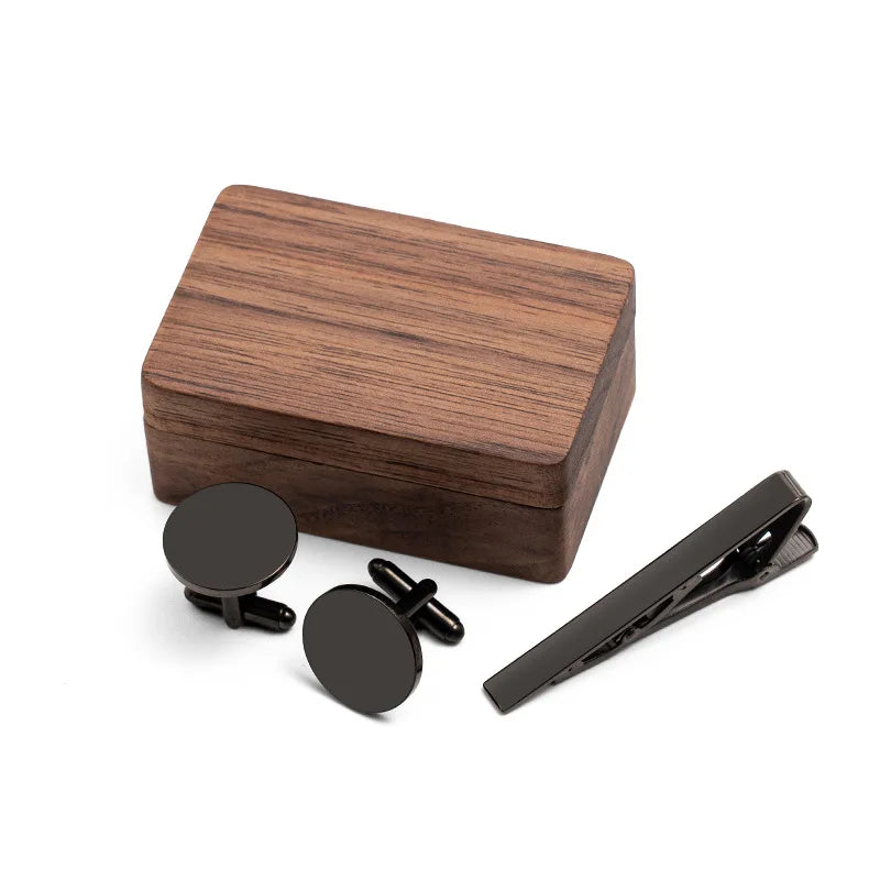 Custom Metal Cufflinks Tie Clip & Rectangle Gift Box Engraved Gift for Dad and Groomsmen Personalized Best Man Cufflinks Set Good Vibrations
