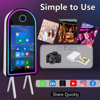 Selfie 45 Inch Photobooth with 32 Inch Mirror Touch Screen Photo Booth Magic Mirror Booth Machine for Weddings Parties Events Good Vibrations