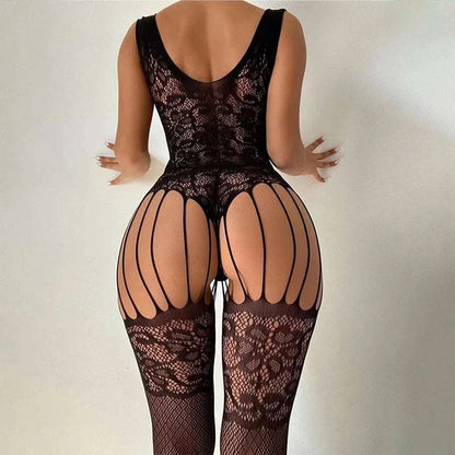 Teddy Crotchless Lingerie Women Floral Mesh Hollow Bodysuits Erotic Babydoll Dress Sexy Full Bodystockings Porn Teddies Bodysuit GOOD Vibrations