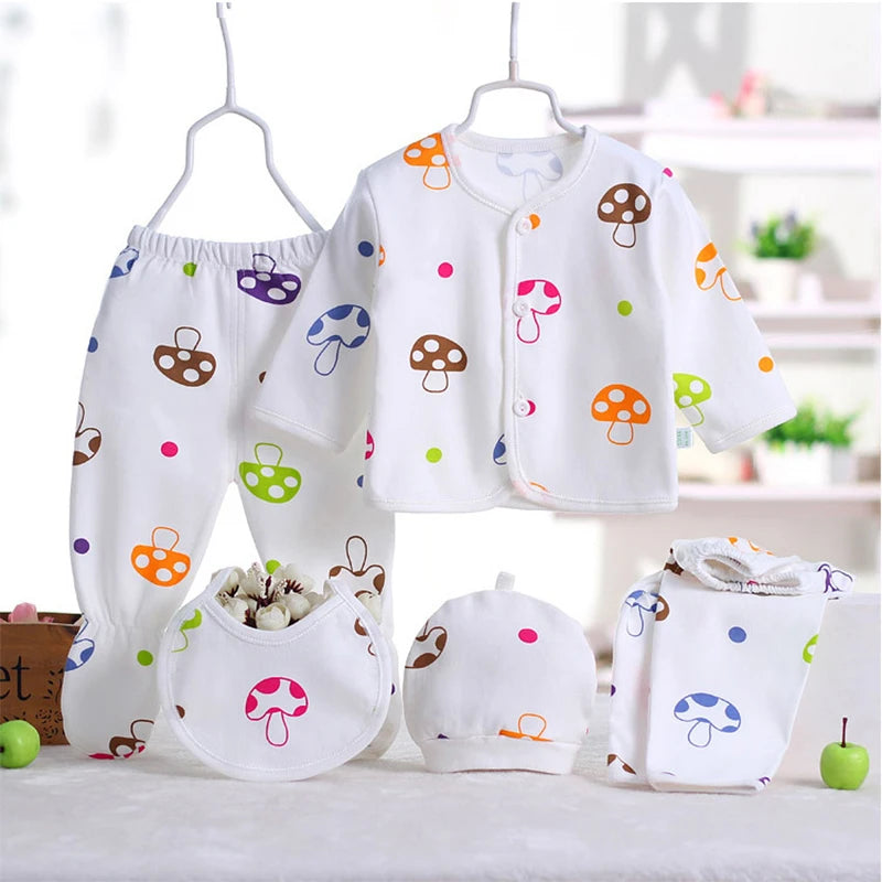5Piece Sets Spring Autumn Newborn Girls Boy Clothes Casual Cartoon Cute Print Cotton Tops+Pants Baby Boutique Clothing BC1477-1 Good Vibrations