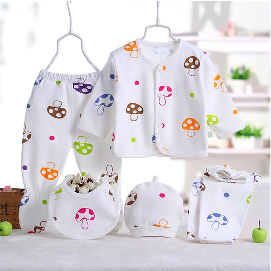 5Piece Sets Spring Autumn Newborn Girls Boy Clothes Casual Cartoon Cute Print Cotton Tops+Pants Baby Boutique Clothing BC1477-1 Good Vibrations