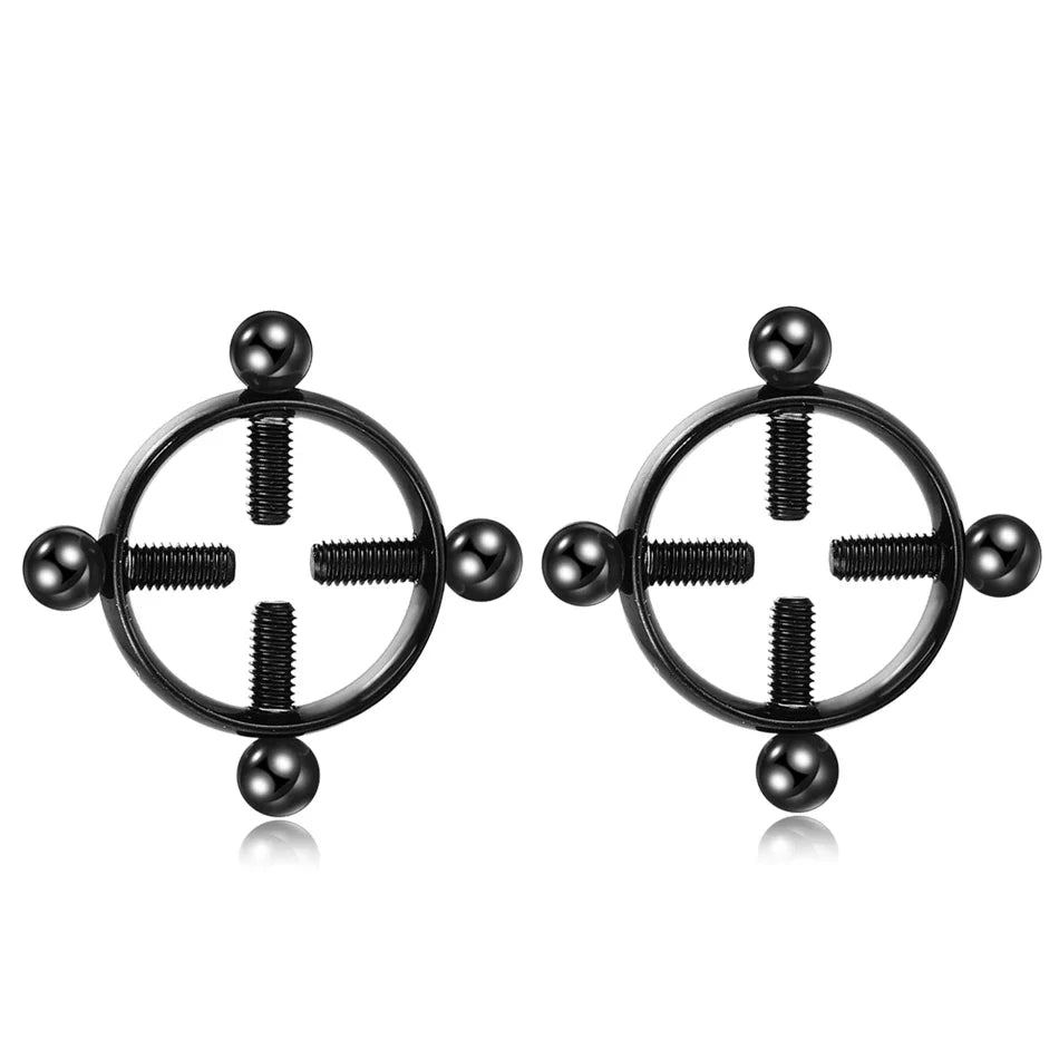 2pcs/lot Steel Round Screw Faux Nipple Clip Rings Sexy Piercing for Women Non Piercing Fake Breast Nail Shield Ring Jewelry Gift Good Vibrations