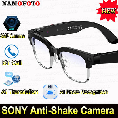 New Al Smart Glasses 8MP HD Camera 4K Video Record Voice Translation Photo Recognition WIFI Transmission BT Call Smart Glasses Good Vibrations