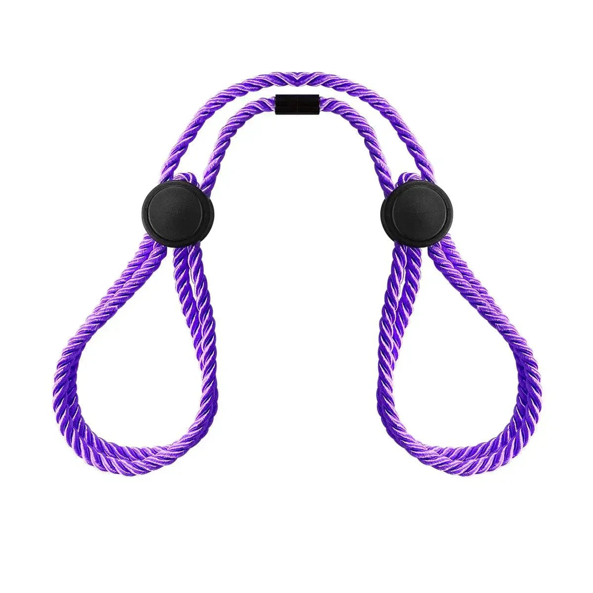 Purple erotic adjustable BDSM hand and ankle cuffs for adults.