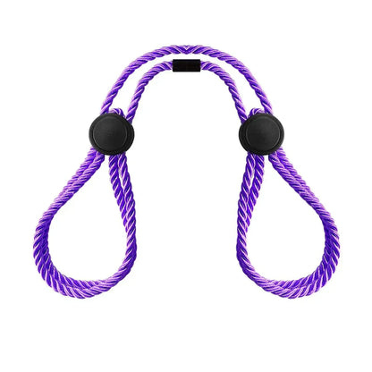Purple erotic adjustable BDSM hand and ankle cuffs for adults.
