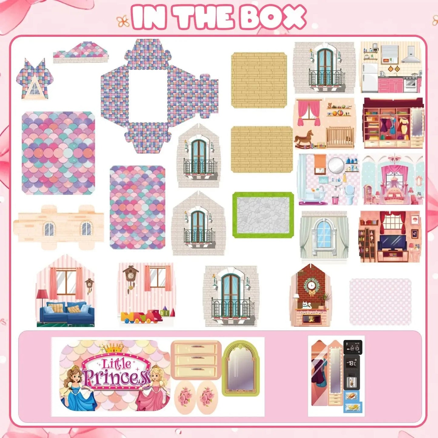 Luminous Doll House Dreamhouse for Girls Princess Playhouse Set with Dolls Furniture Accessories Pretend Play Birthday Gifts Good Vibrations
