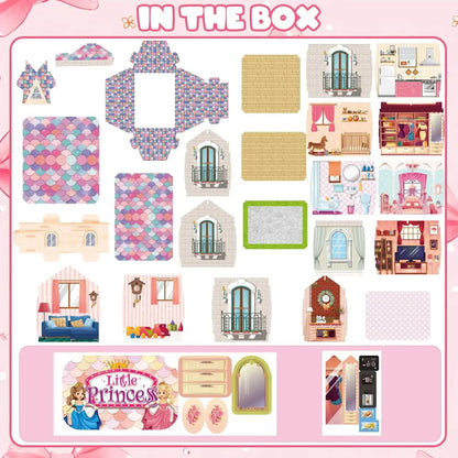 Luminous Doll House Dreamhouse for Girls Princess Playhouse Set with Dolls Furniture Accessories Pretend Play Birthday Gifts Good Vibrations