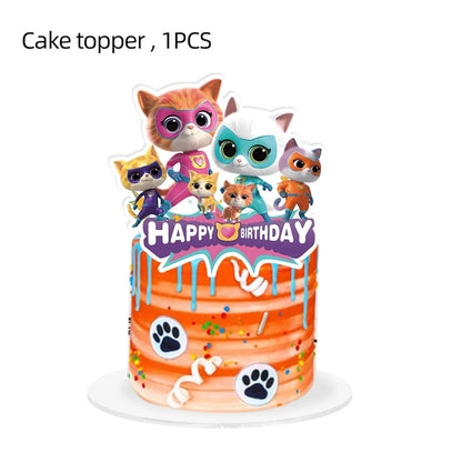 Superkitties Happy Birthday Party Decor Paw Meow Cat Super Kitties Tableware Tablecloth Plate Cup Gift Set Kid Party Supplie Toy Good Vibrations