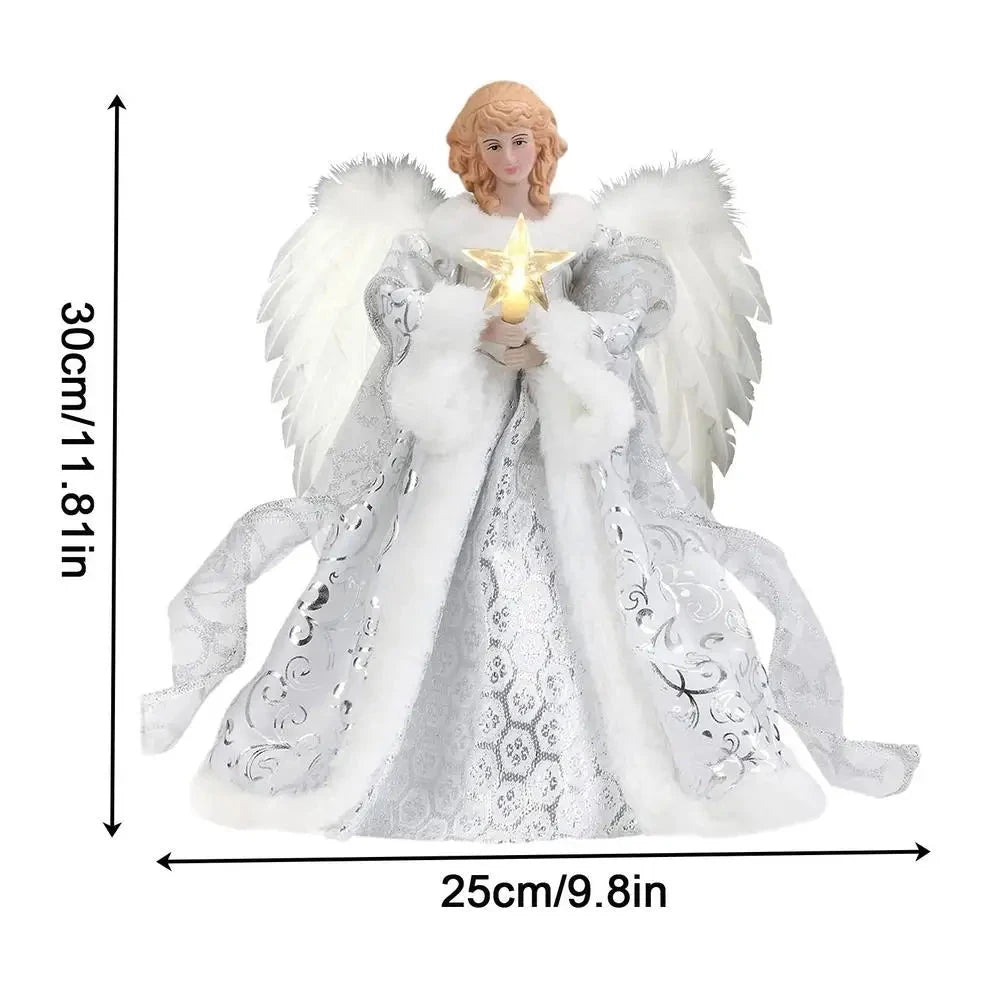 Christmas Tree Topper Angel Fairy with Lights Three-dimensional Christmas Tree Top Decoration Ornament Christmas Decoration Good Vibrations