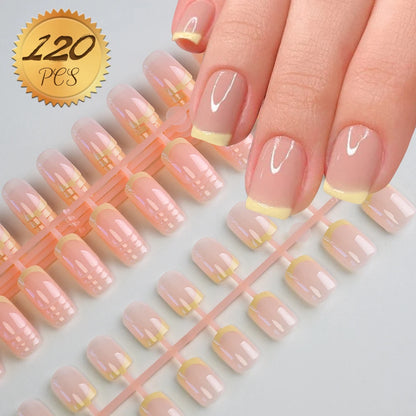 100Pcs Light Pink Press on Nails Short Medium Square Wearable Fake Nails Tips 10 sizes Full Cover False Nails Finger Decoration Good Vibrations
