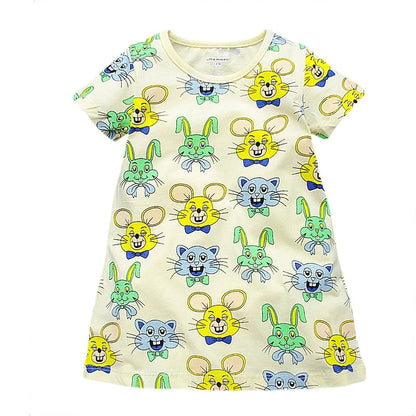 Girls Short Sleeve Summer Dress For 1-6 Years Kids 100% Cotton Casual Dresses Children's Clothing KF128 Good Vibrations