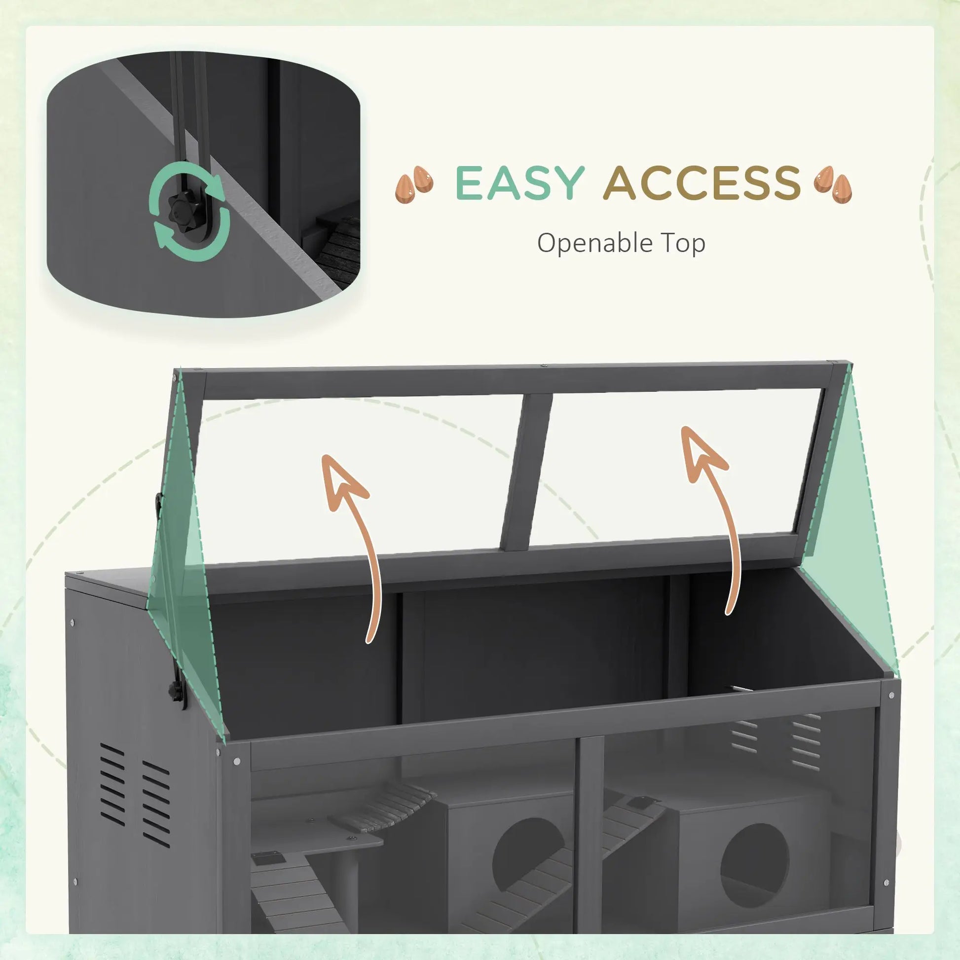 Rat Cage Hamster Cage Small Animal Playhouse for Gerbils with Suspension Bridge, Ladders, Openable Top, Hut Good Vibrations