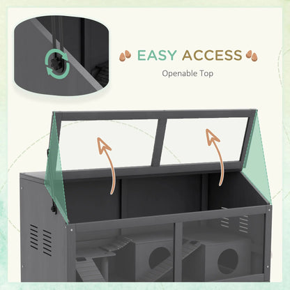 Rat Cage Hamster Cage Small Animal Playhouse for Gerbils with Suspension Bridge, Ladders, Openable Top, Hut Good Vibrations