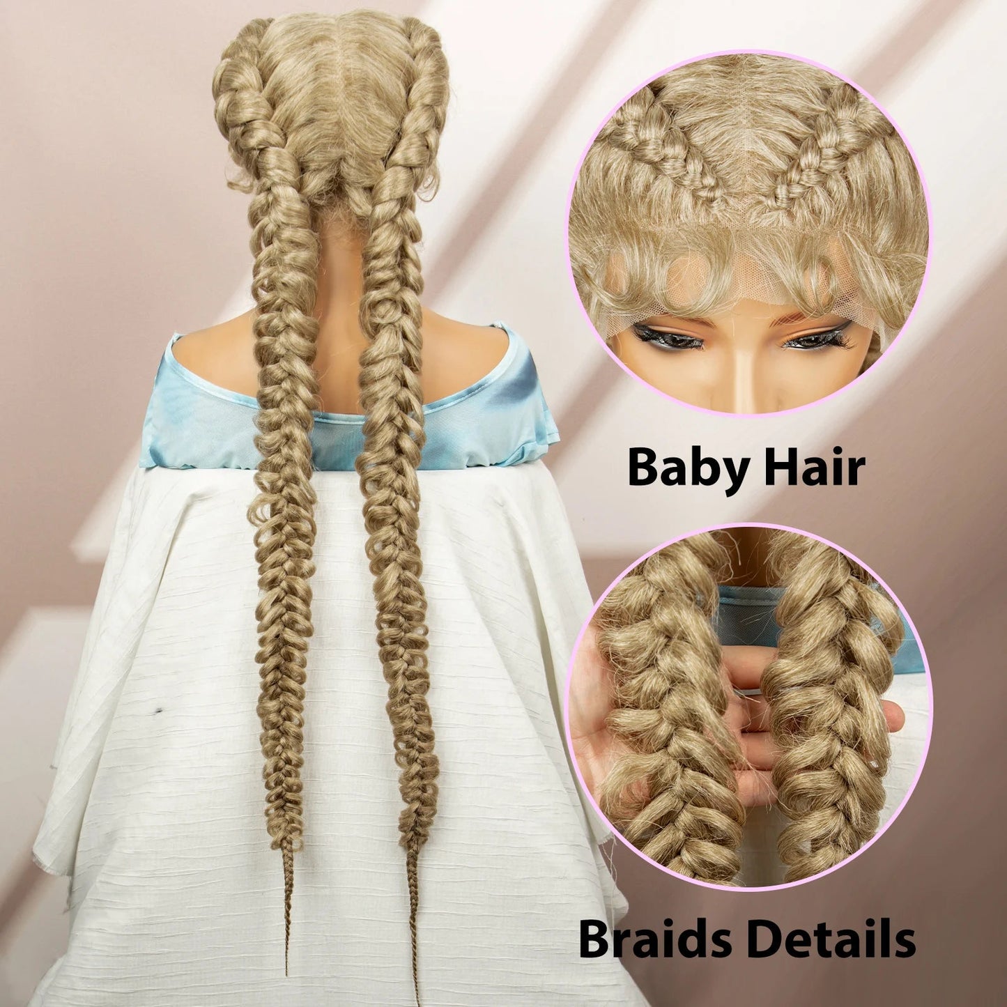 Synthetic Goddess Braided Wigs Cornrow Braided Wigs with Baby Hair Braids Wigs for Women Daily Use Knotless Wigs Good Vibrations